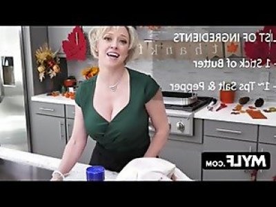 Hot blonde milf gets her wet pussy stuffed with big throbbing cock on thanksgiving big tits big ass